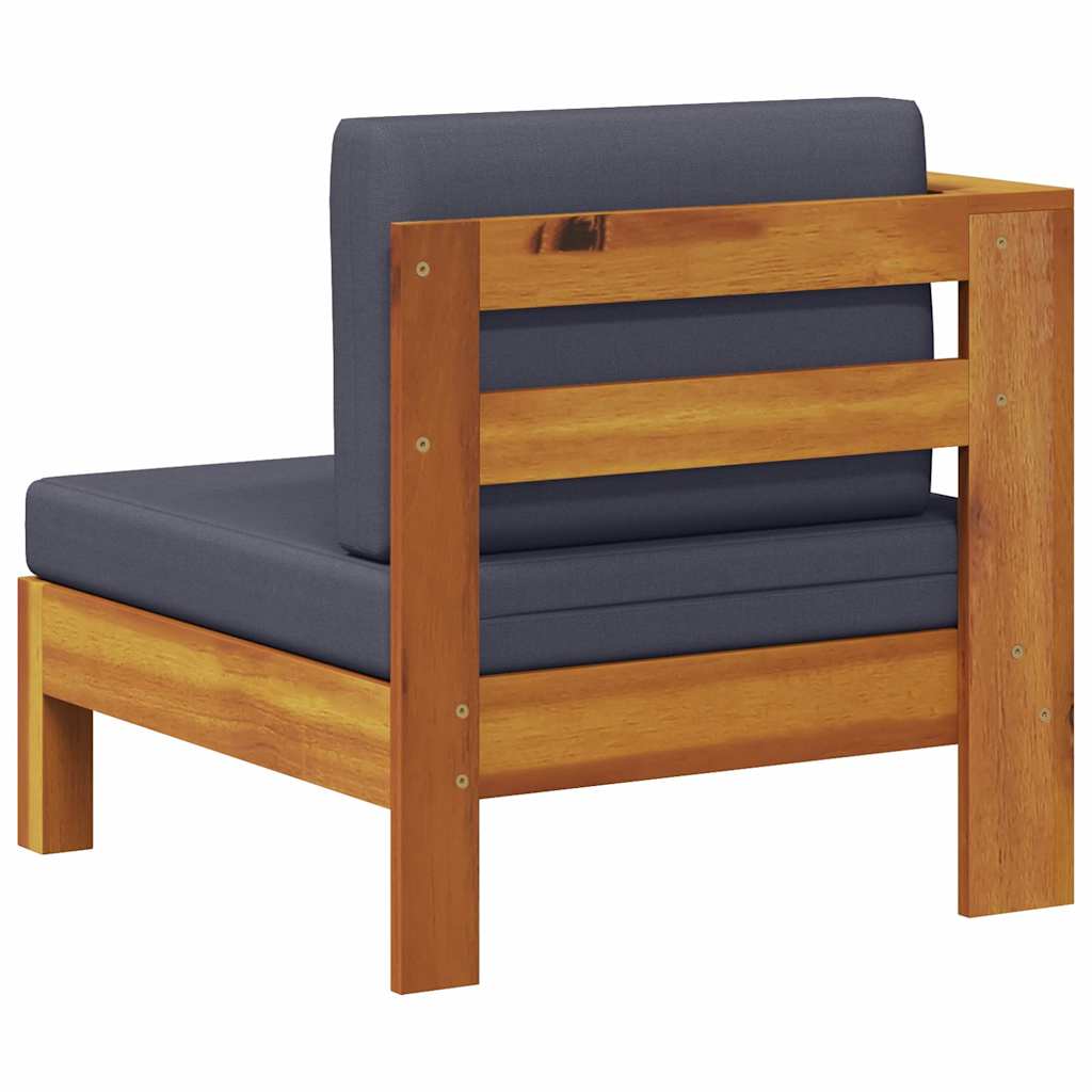 Middle Sofa with 1 Armrest Dark Grey Solid Acacia Wood