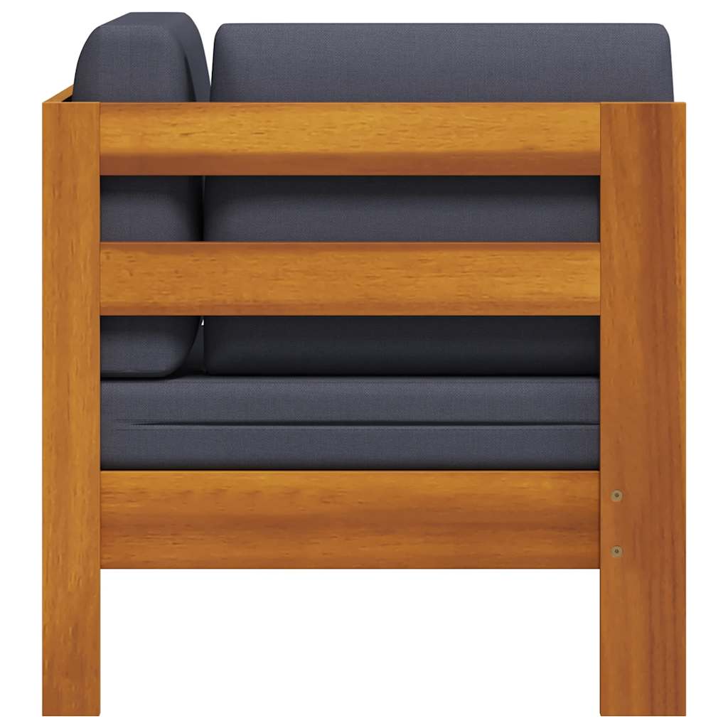 Corner Sofa with Dark Grey Cushions Solid Acacia Wood