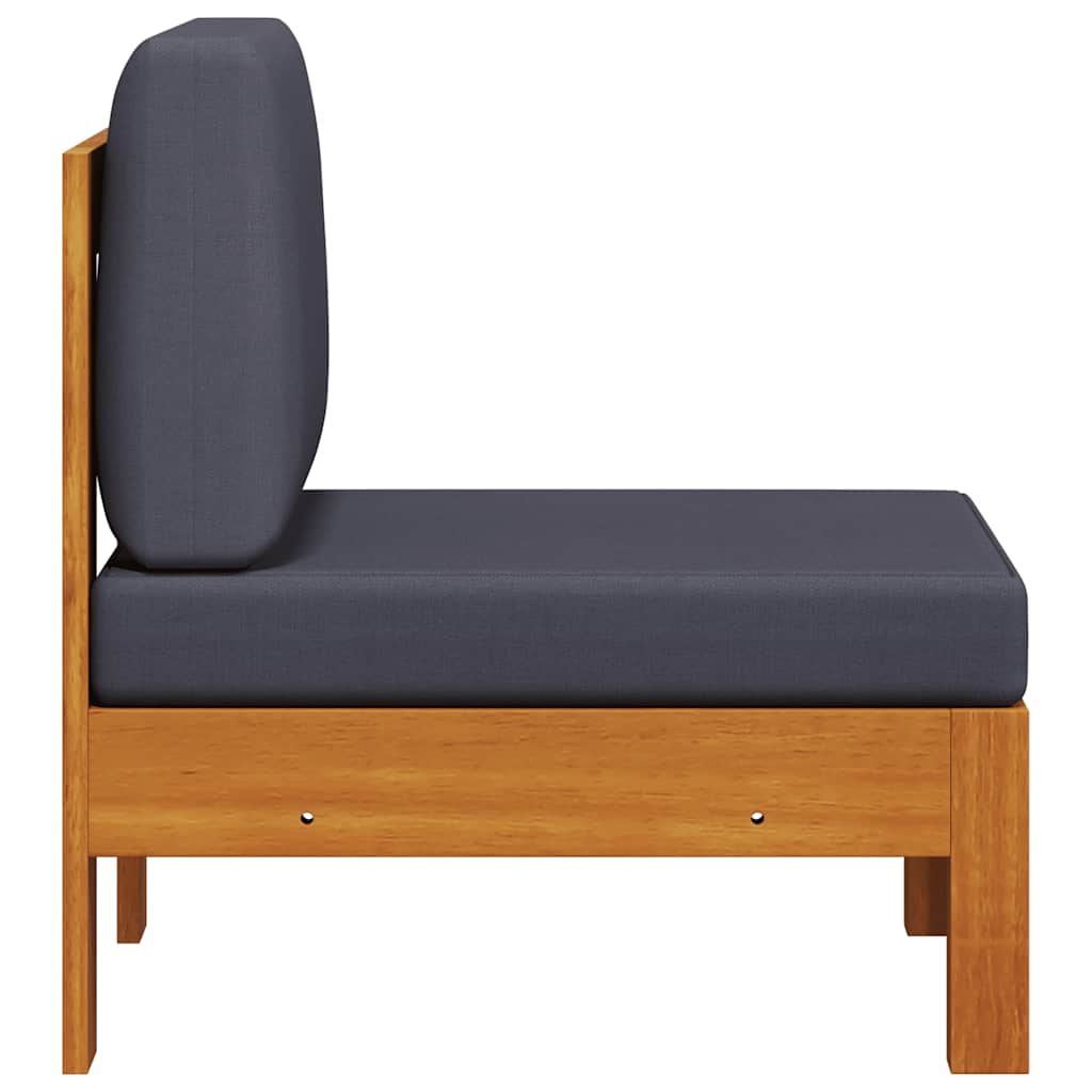 Middle Sofa with Dark Grey Cushions Solid Acacia Wood