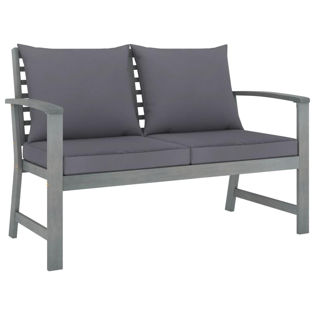 Garden Bench 120 cm with Dark Grey Cushion Solid Acacia Wood