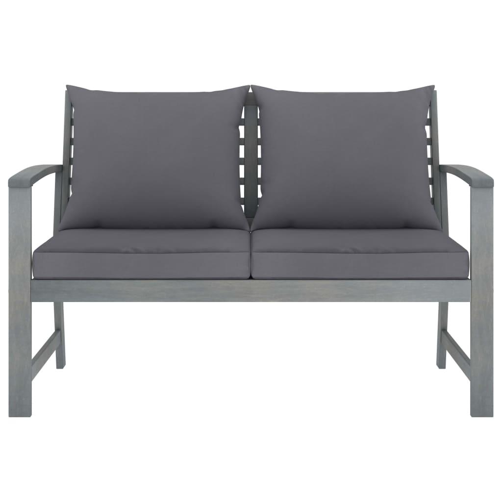 Garden Bench 120 cm with Dark Grey Cushion Solid Acacia Wood
