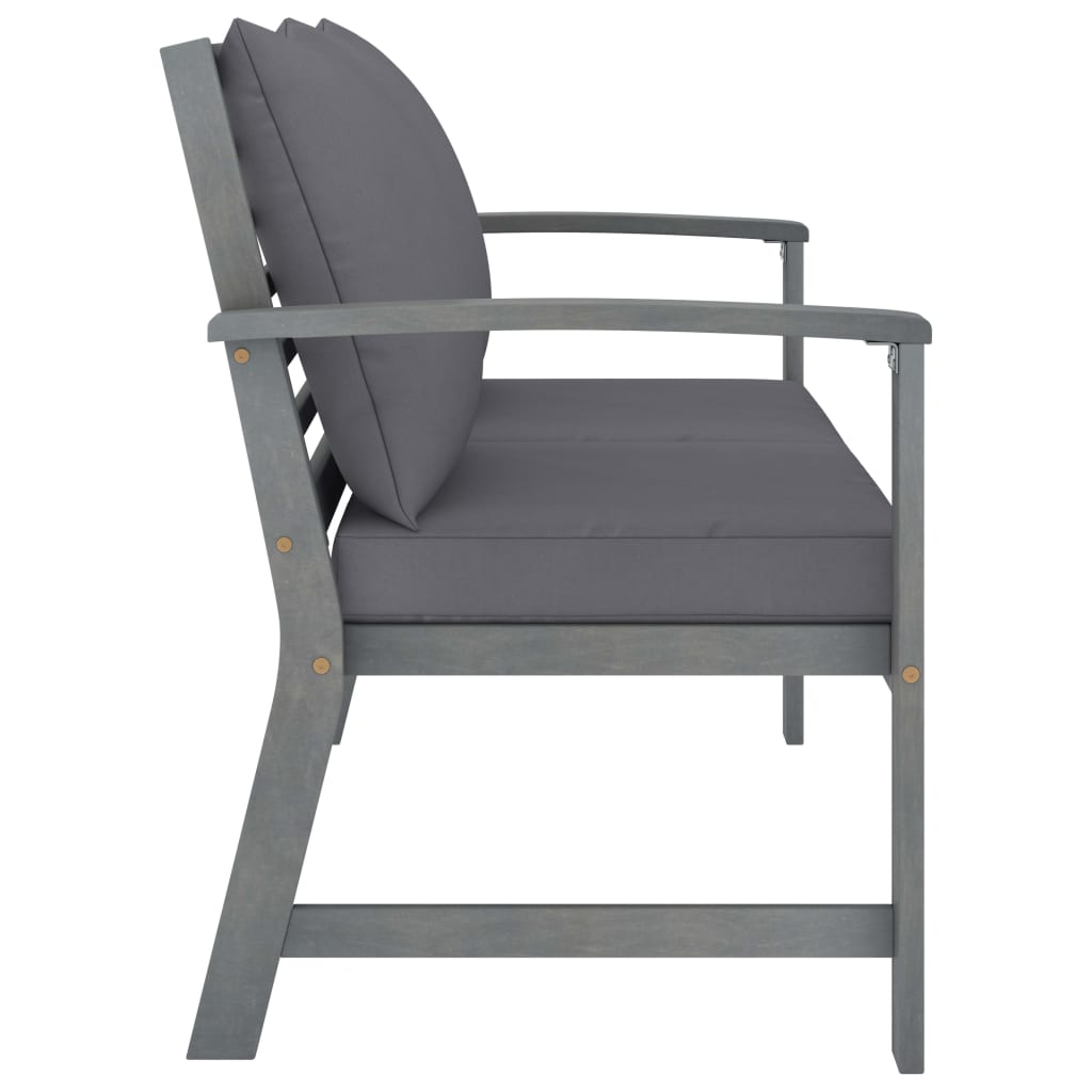 Garden Bench 120 cm with Dark Grey Cushion Solid Acacia Wood