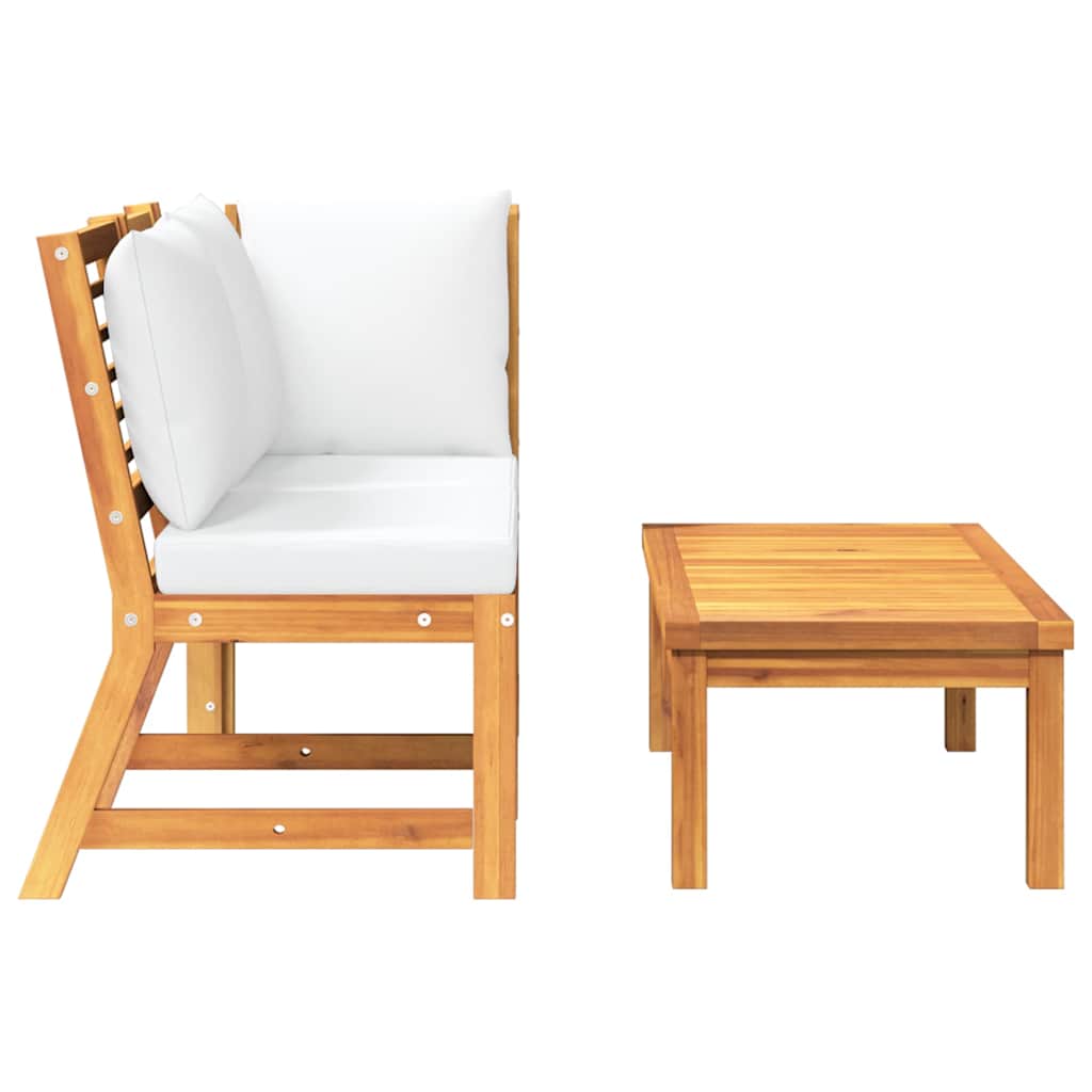 3 Piece Garden Lounge Set with Cream Cushion Solid Acacia Wood