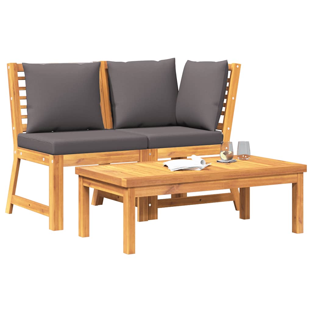 3 Piece Garden Lounge Set with Dark Grey Cushion