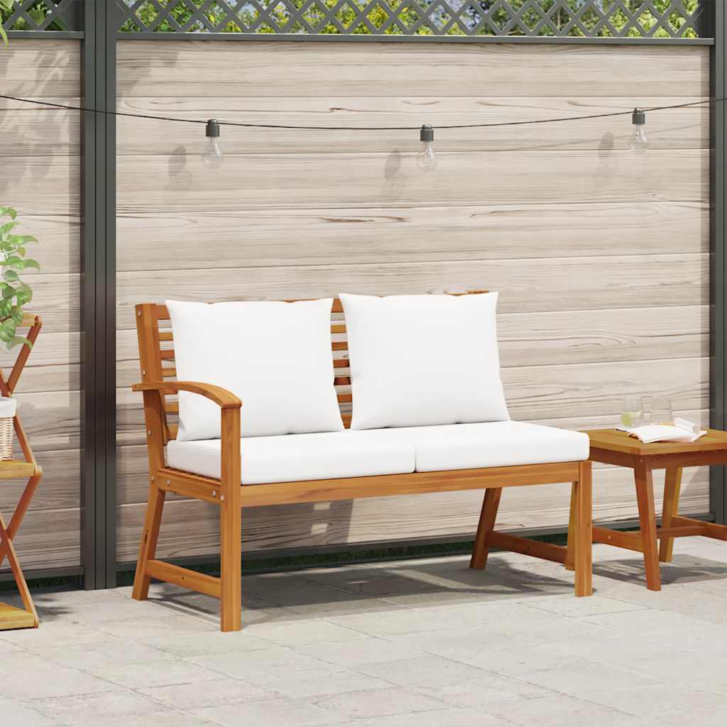 Garden Bench 114.5 cm with Cream Cushion Solid Acacia Wood