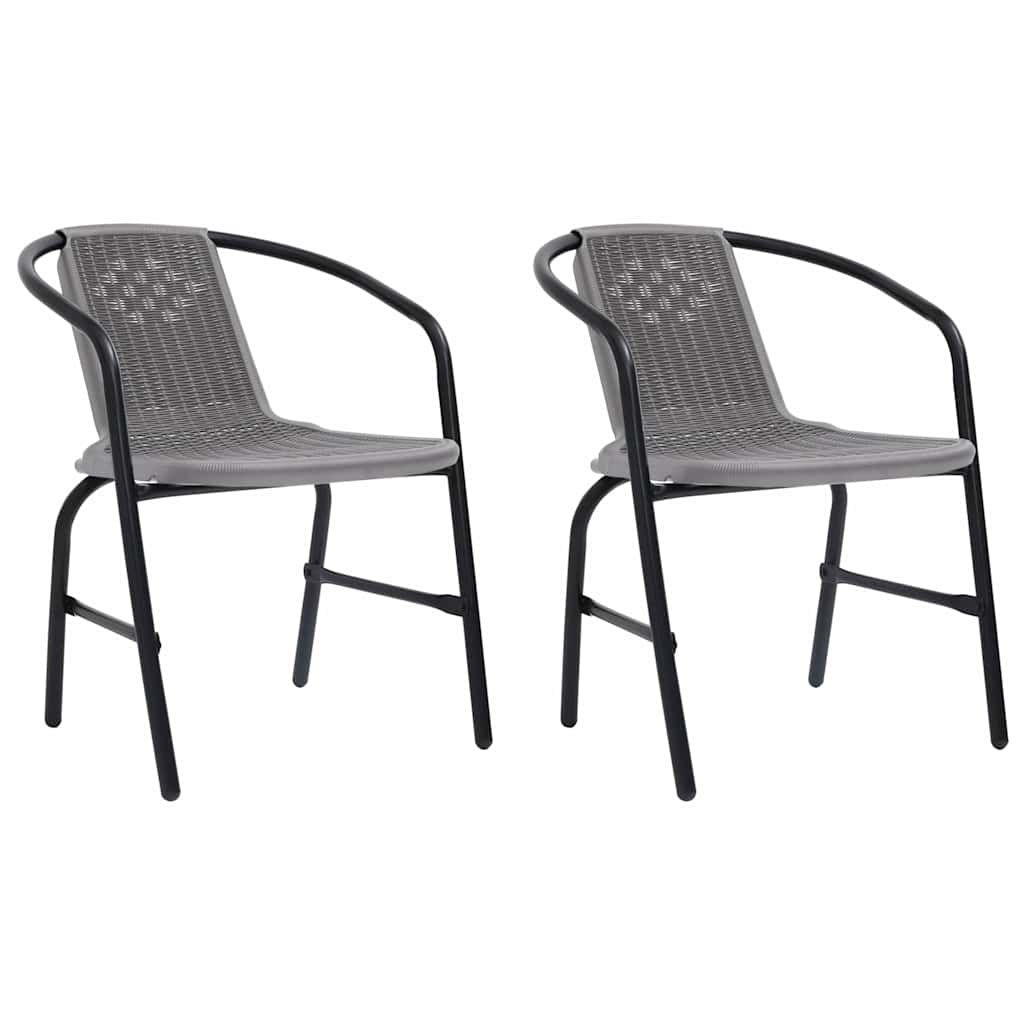 Garden Chairs 2 pcs Plastic Rattan and Steel 110 kg