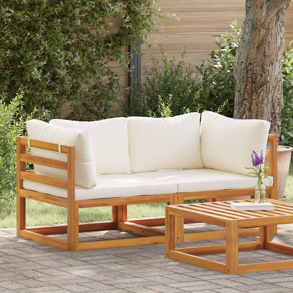 Sectional Corner Sofas 2 pcs with Cushions Cream White