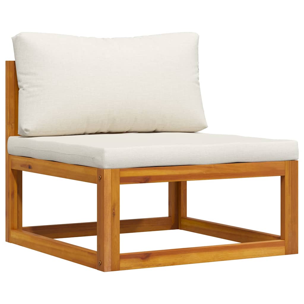 3 Piece Garden Lounge Set with Cream Cushions Solid Acacia Wood