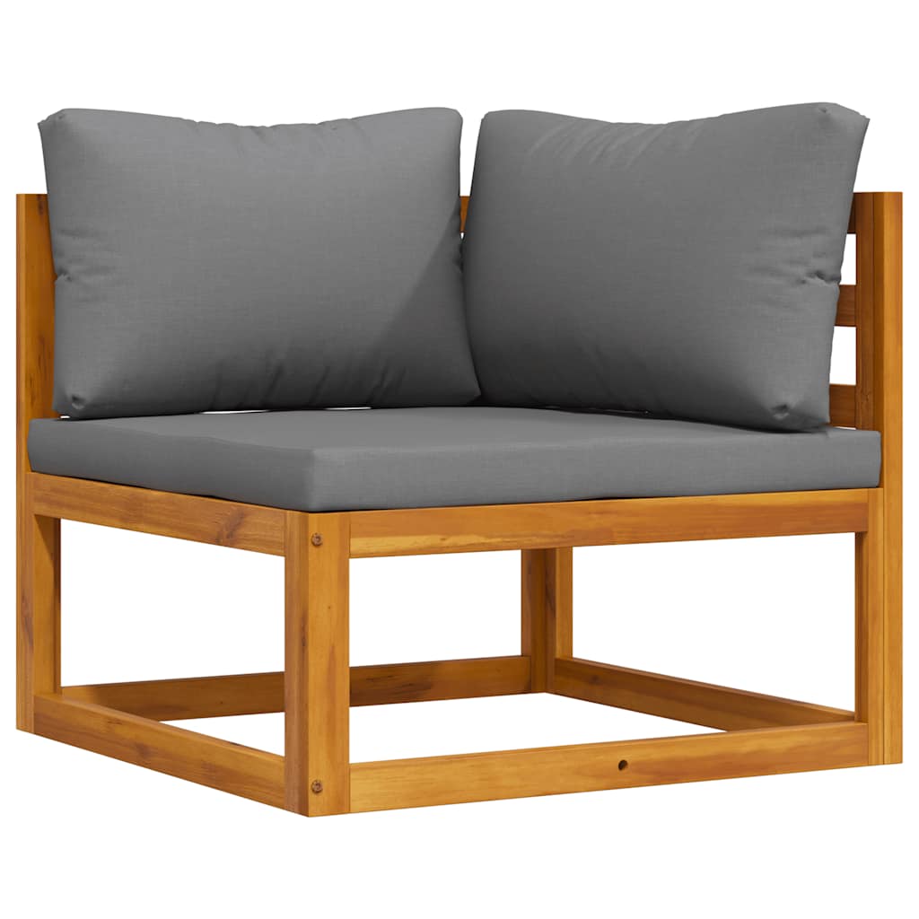 2 Piece Sofa Set with Dark Grey Cushions Solid Acacia Wood