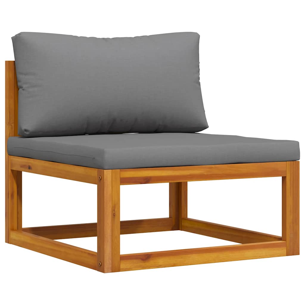 2 Piece Sofa Set with Dark Grey Cushions Solid Acacia Wood