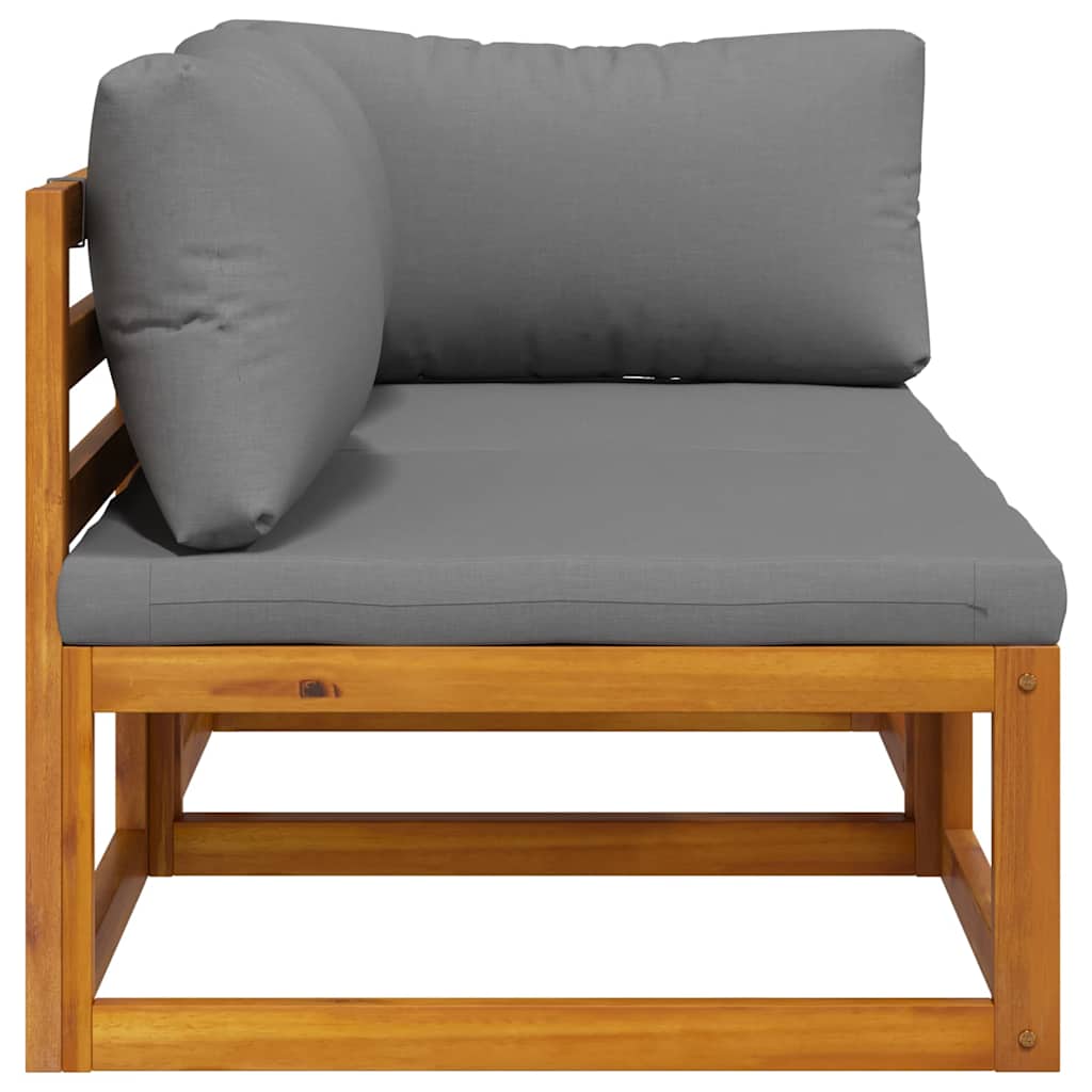 2 Piece Sofa Set with Dark Grey Cushions Solid Acacia Wood