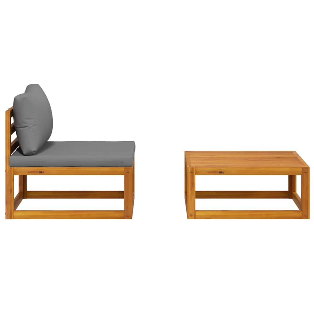 2 Piece Garden Sofa Set with Cushion Solid Acacia Wood