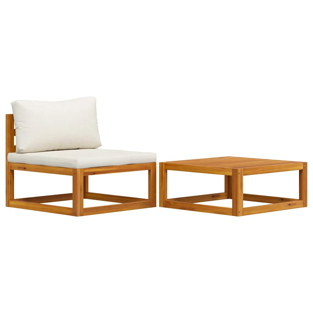 2 Piece Garden Sofa Set with Cushion Solid Acacia Wood