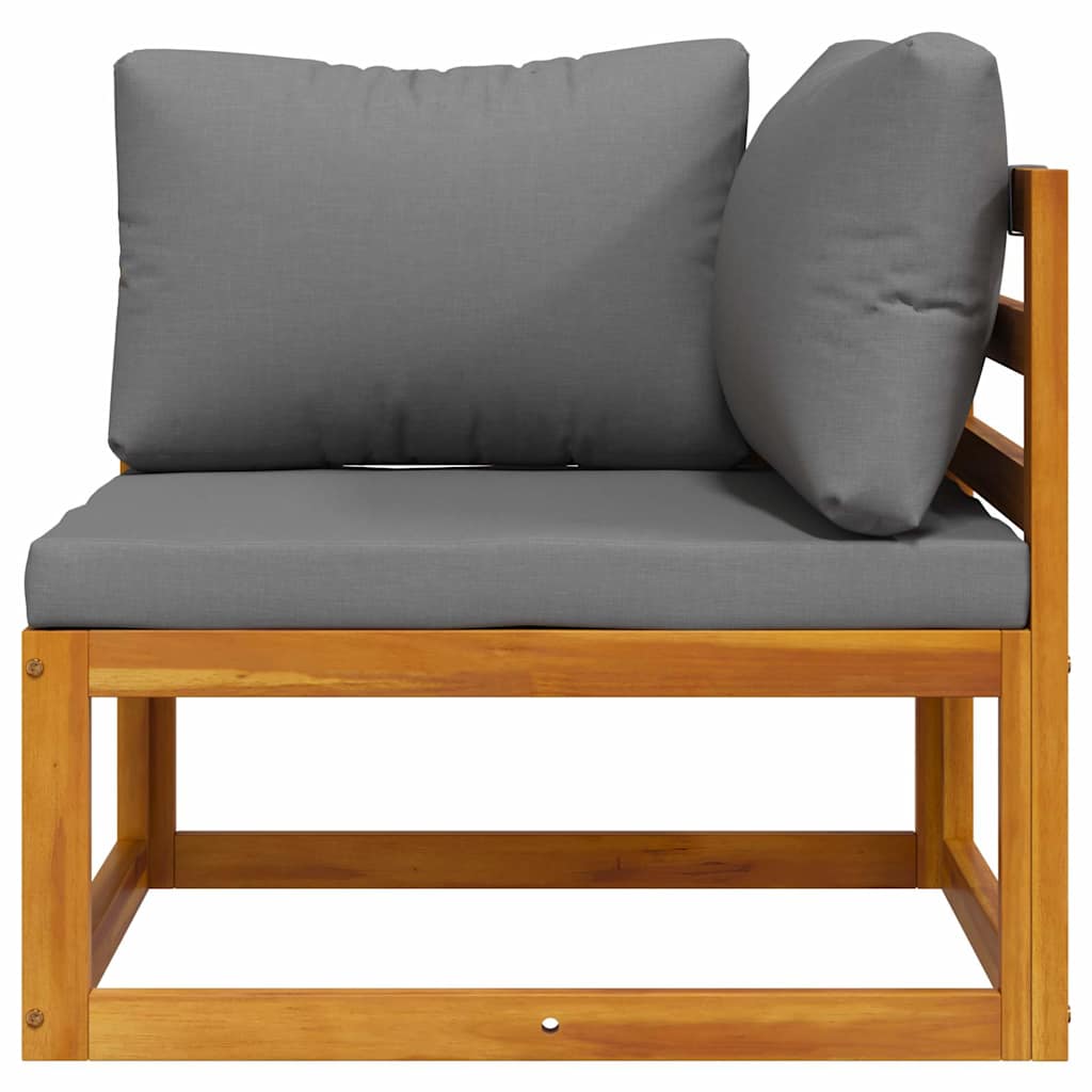 Sectional Corner Sofa & Dark Grey Cushion Solid Acacia Wood