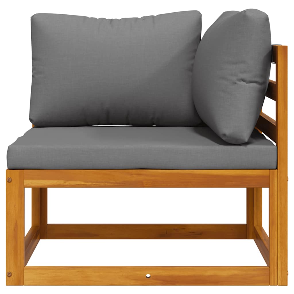 Sectional Corner Sofa & Dark Grey Cushion Solid Acacia Wood