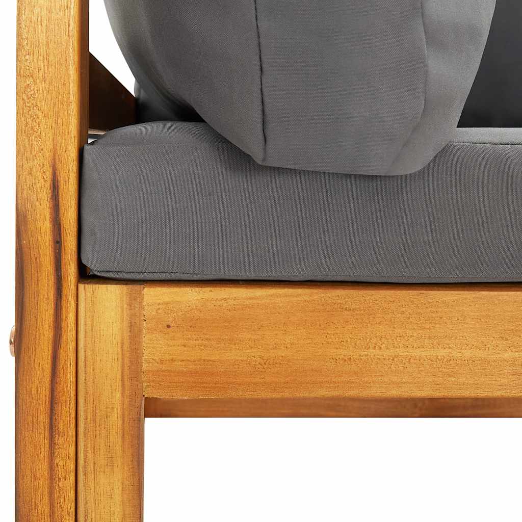 Sectional Corner Sofa & Dark Grey Cushion Solid Acacia Wood