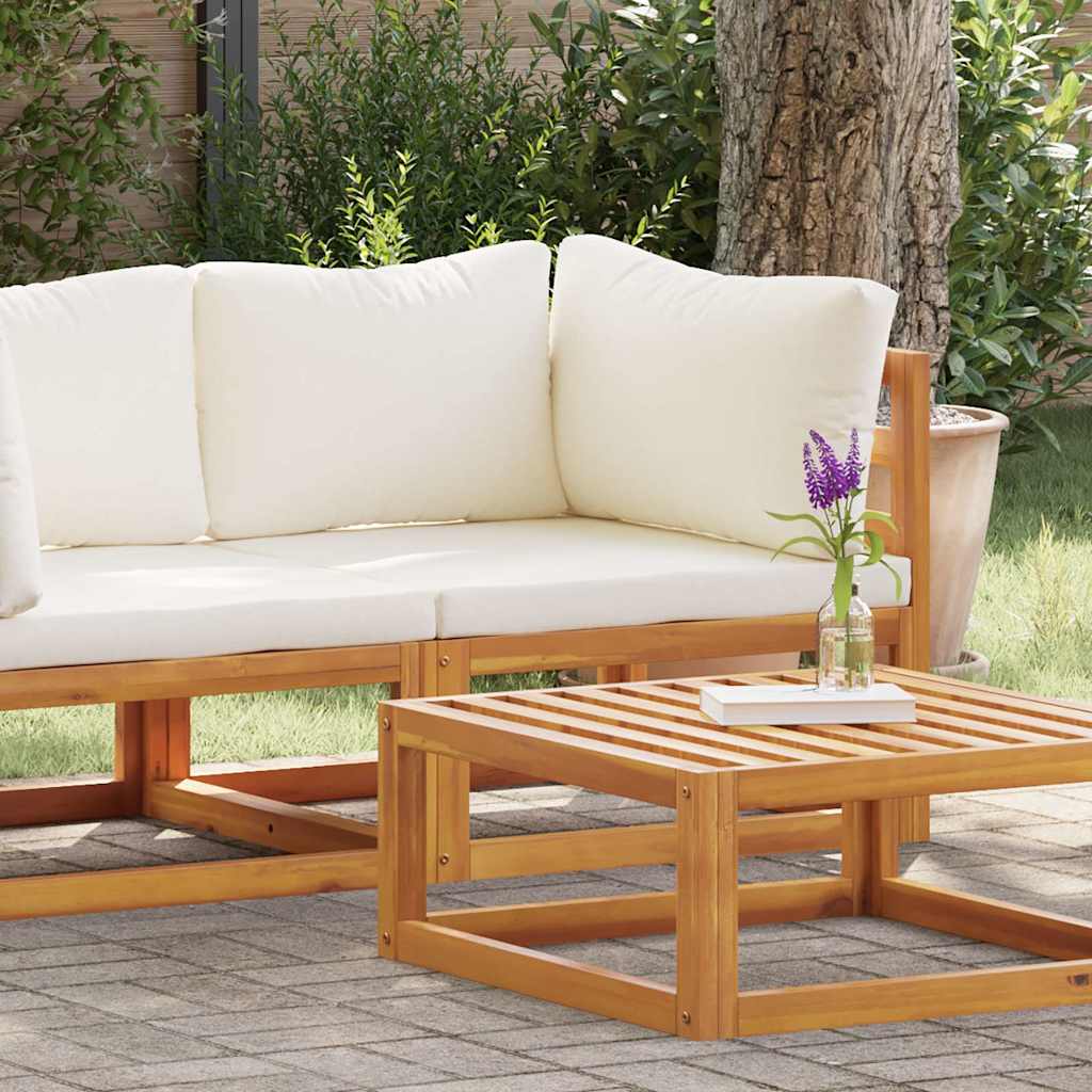 Sectional Corner Sofa & Cream White Cushion Solid Acacia Wood
