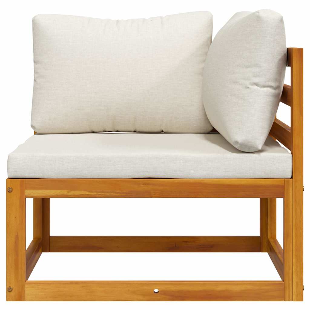 Sectional Corner Sofa & Cream White Cushion Solid Acacia Wood