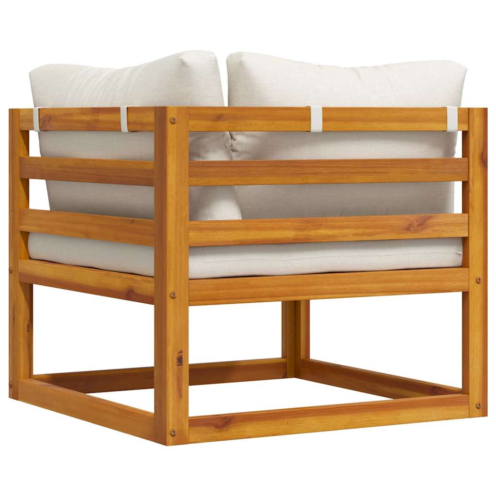 Sectional Corner Sofa & Cream White Cushion Solid Acacia Wood