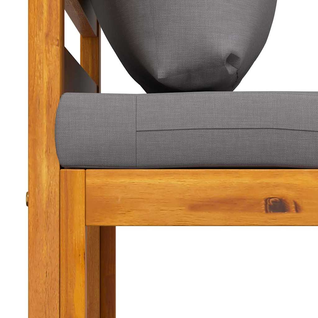 Sectional Middle Sofa & Dark Grey Cushion Solid Acacia Wood