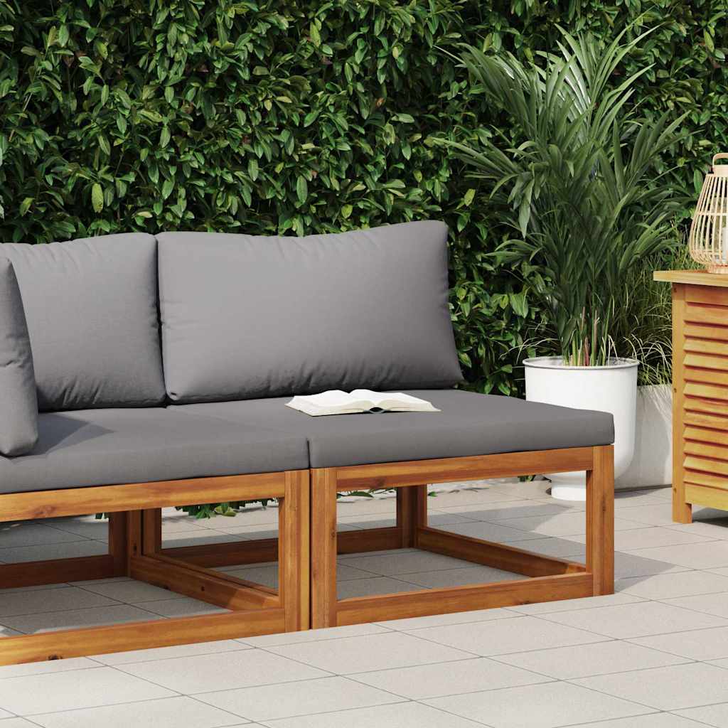 Sectional Middle Sofa & Dark Grey Cushion Solid Acacia Wood