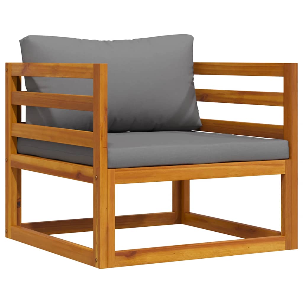 Garden Chair with Dark Grey Cushions Solid Acacia Wood