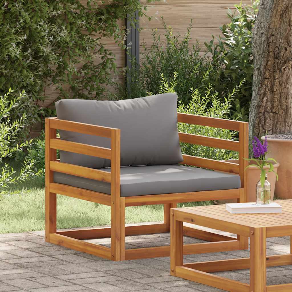 Garden Chair with Dark Grey Cushions Solid Acacia Wood