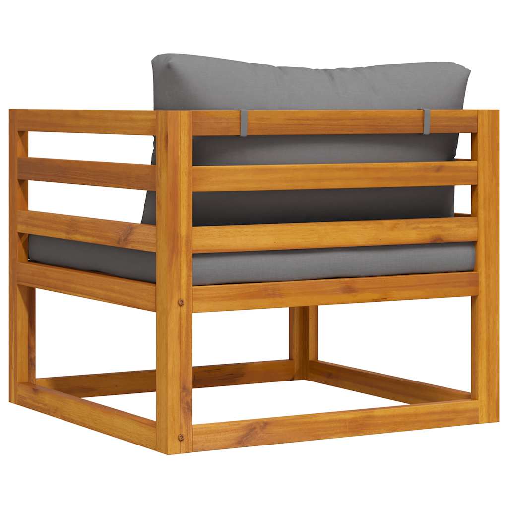 Garden Chair with Dark Grey Cushions Solid Acacia Wood