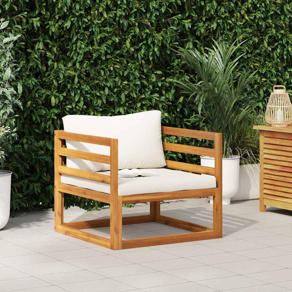 Garden Chair with Cream Cushions Solid Acacia Wood