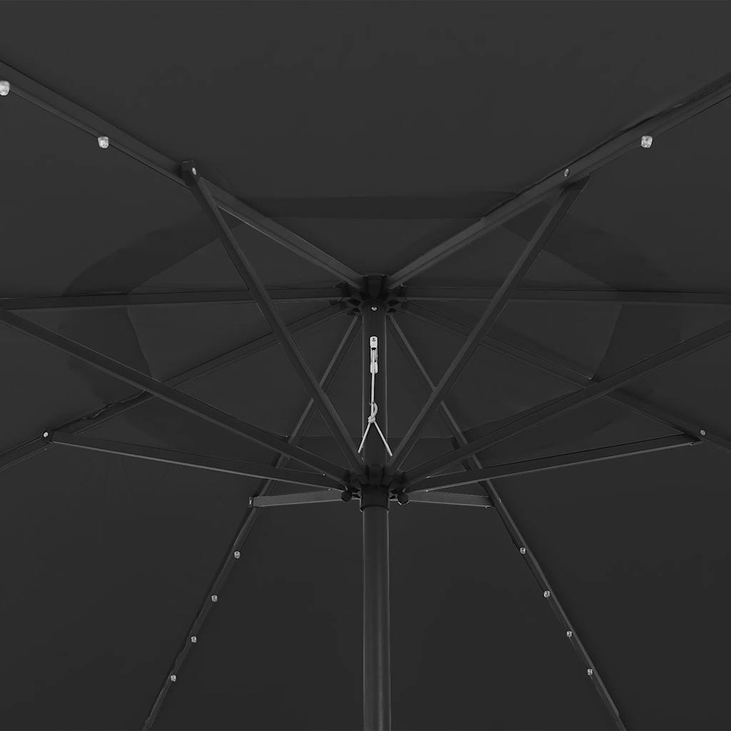 Garden Parasol with LED Lights 400 cm Black