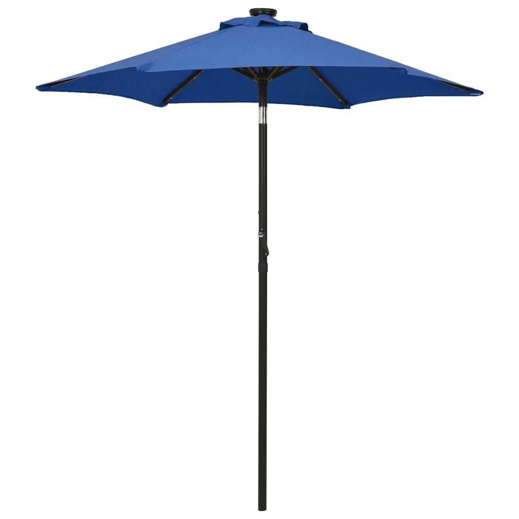 Garden Parasol with LED Lights Azure Blue 200x211 cm Aluminium