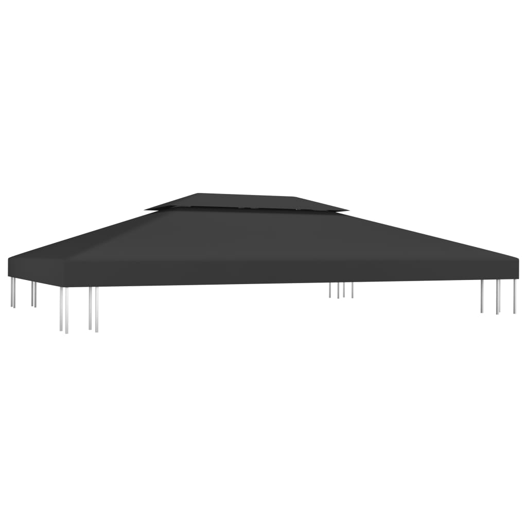 2-Tier Gazebo Top Cover 310 g/m² 4x3 m Black
