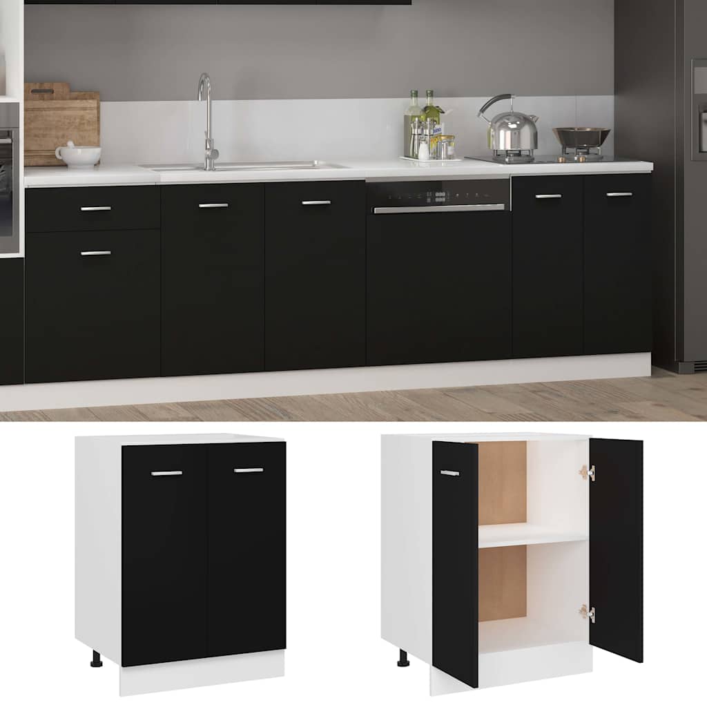 Bottom Cabinet Lyon Black 60x46x81.5 cm Engineered Wood
