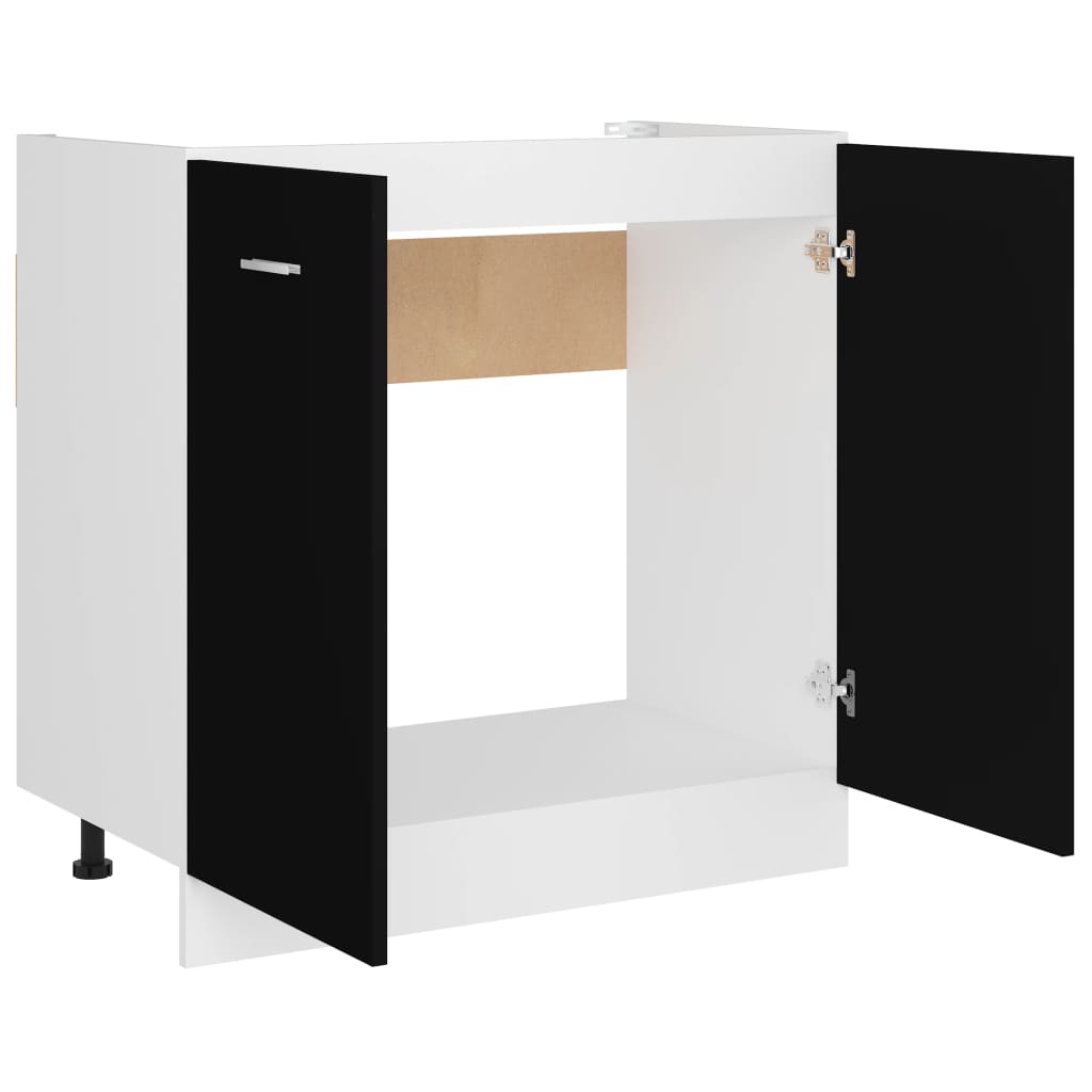 Sink Bottom Cabinet Lyon Black 80x46x81.5 cm Engineered Wood