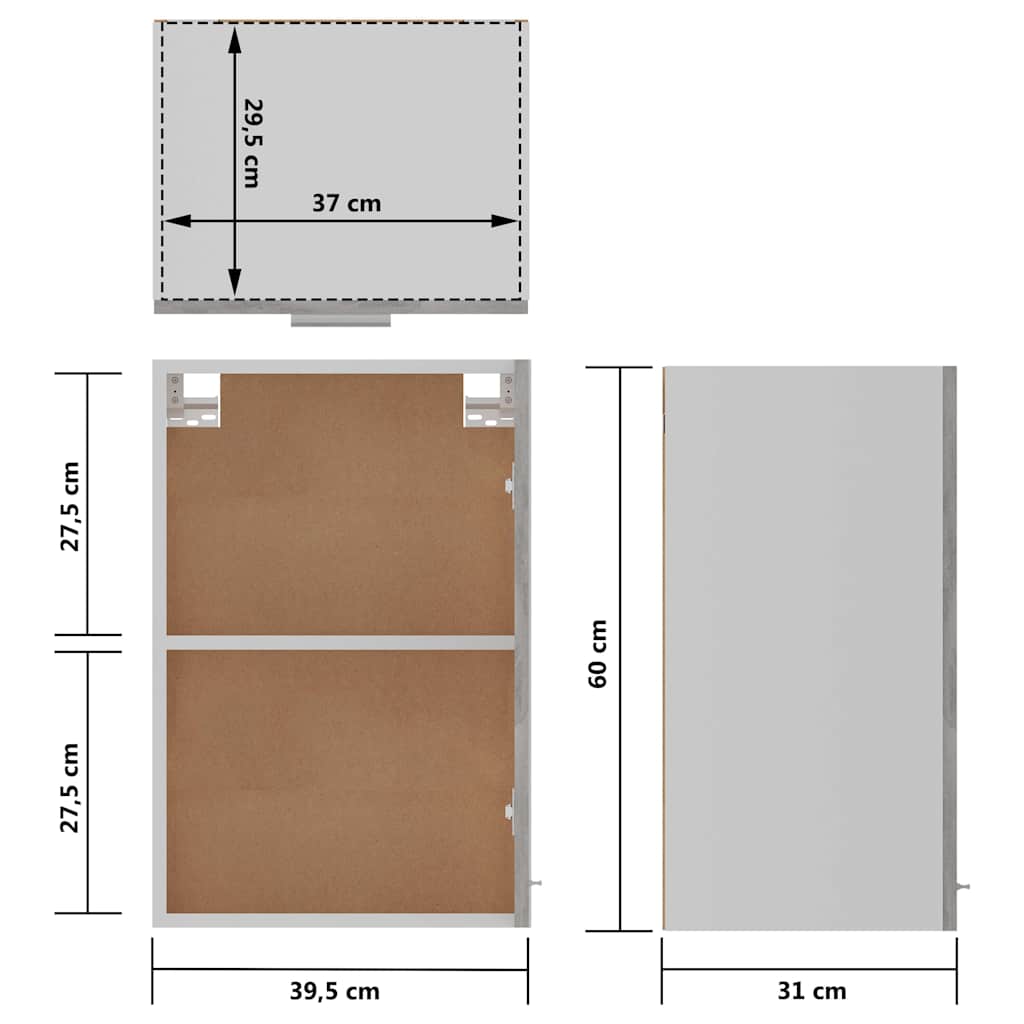 Hanging Cabinet "Lyon" Concrete Grey 39.5x31x60 cm