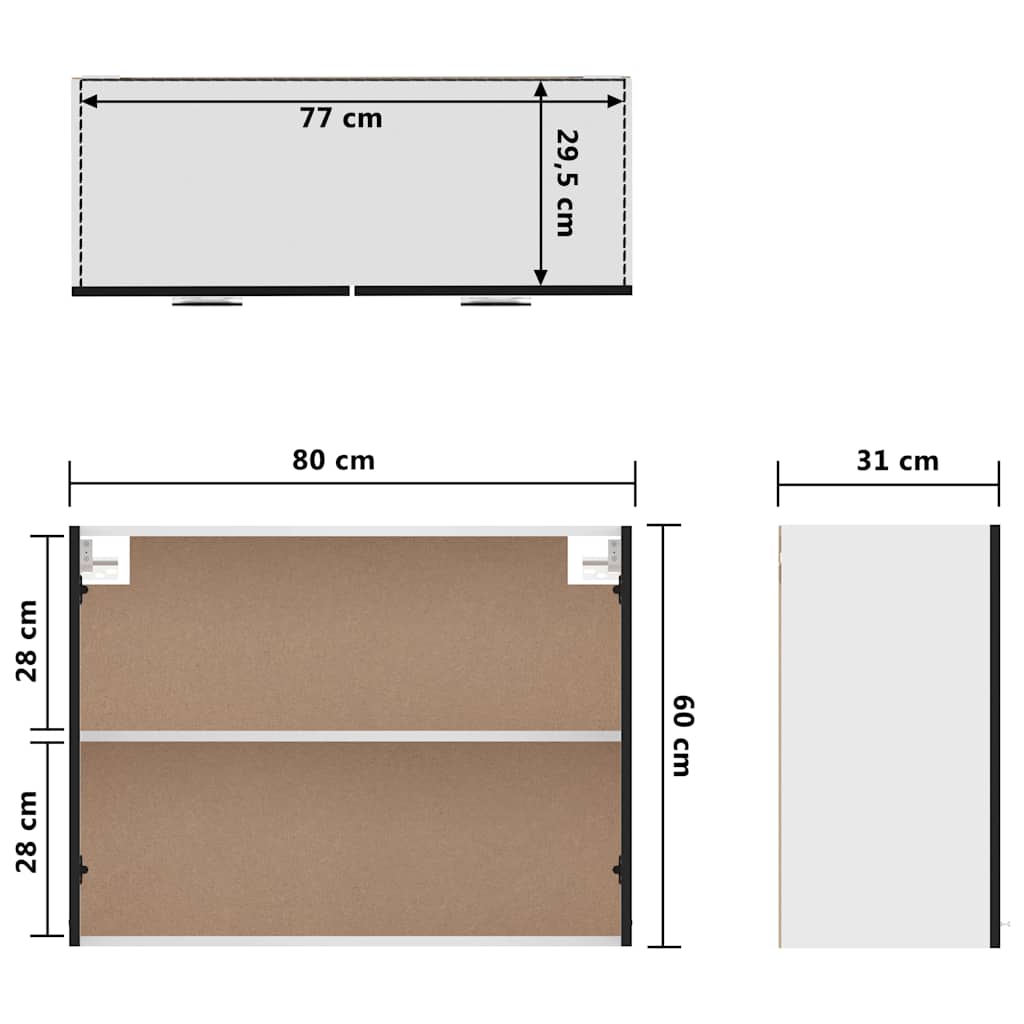 Hanging Cabinet Lyon Black 80x31x60 cm Engineered Wood