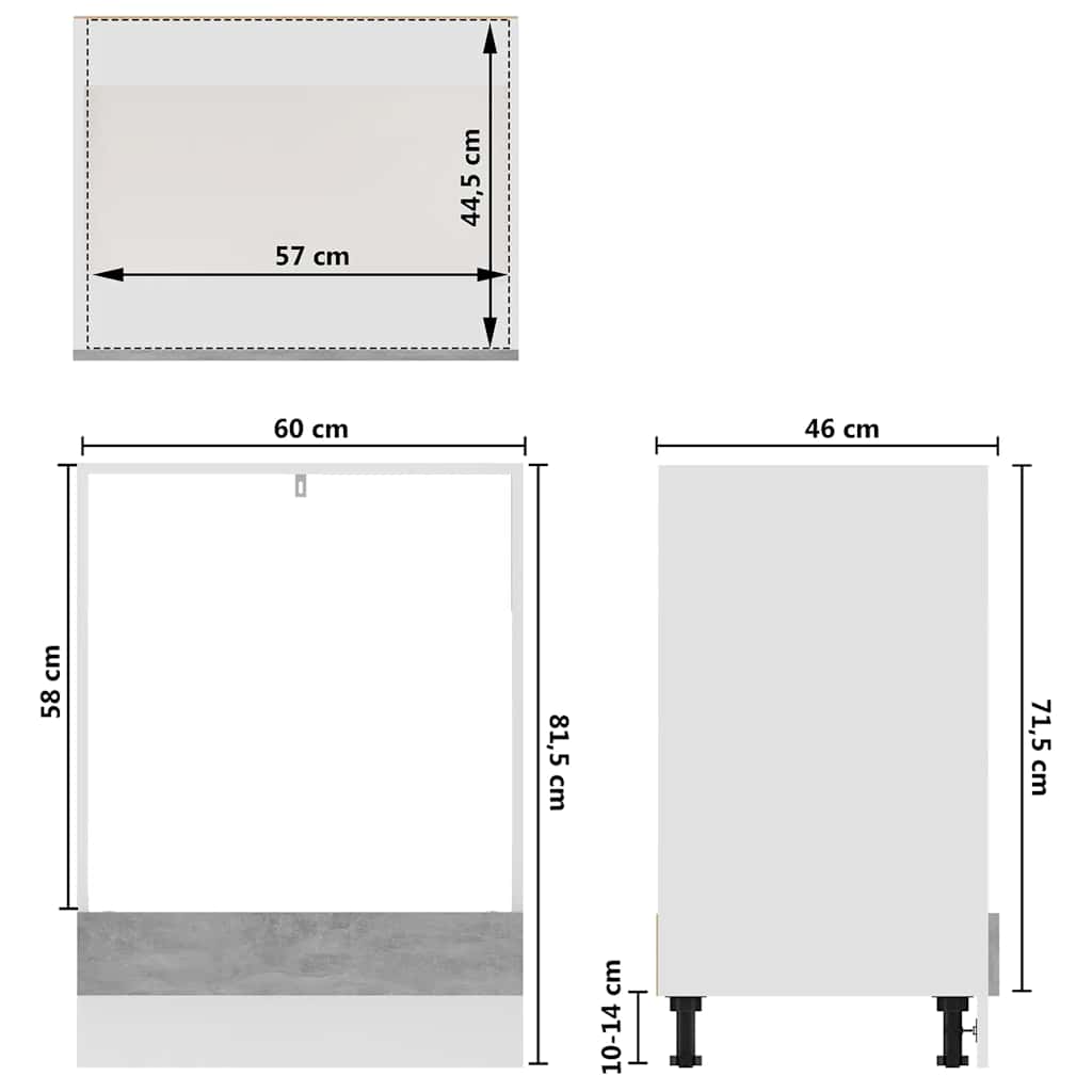 Oven Cabinet Lyon Concrete Grey 60x46x81.5 cm Engineered Wood