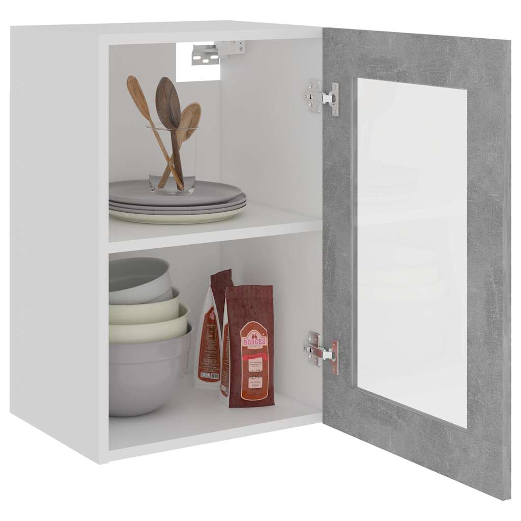 Hanging Glass Cabinet "Lyon" Concrete Grey 40x31x60 cm