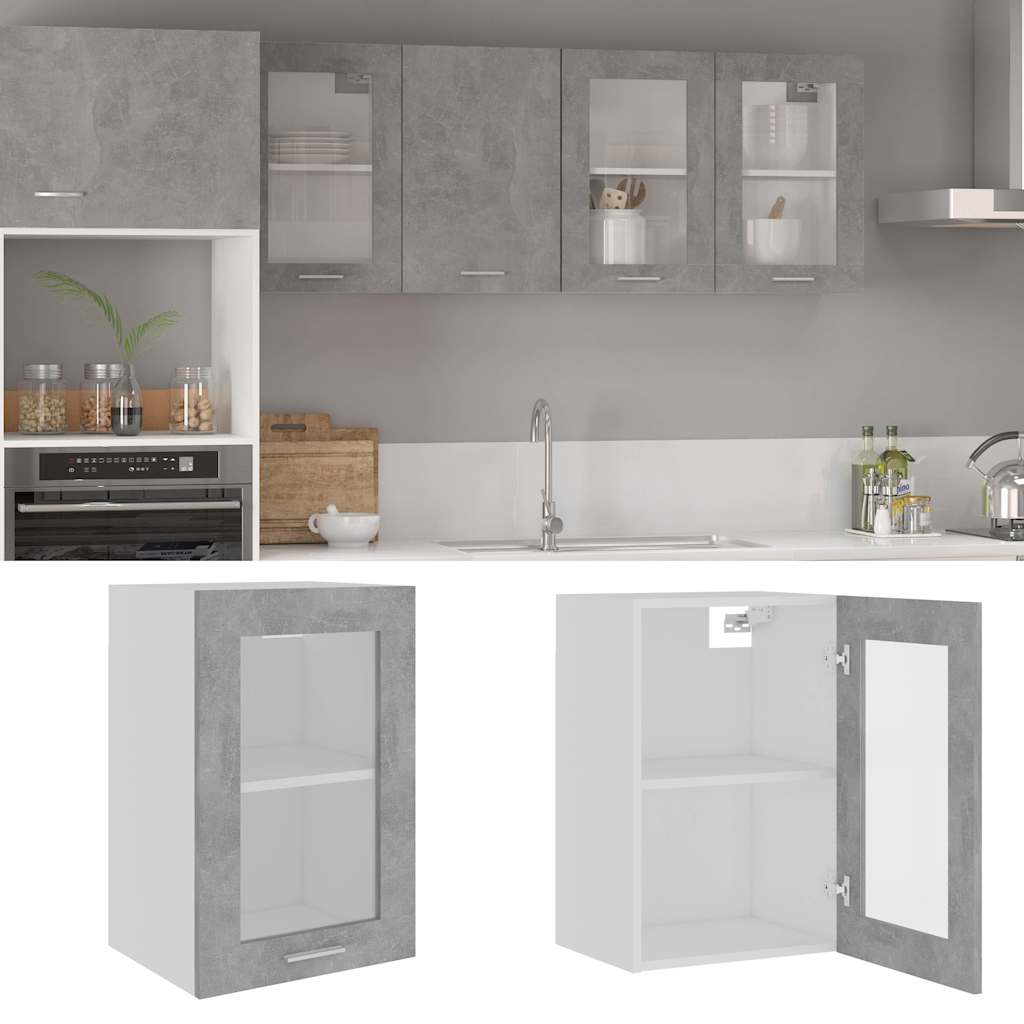 Hanging Glass Cabinet "Lyon" Concrete Grey 40x31x60 cm