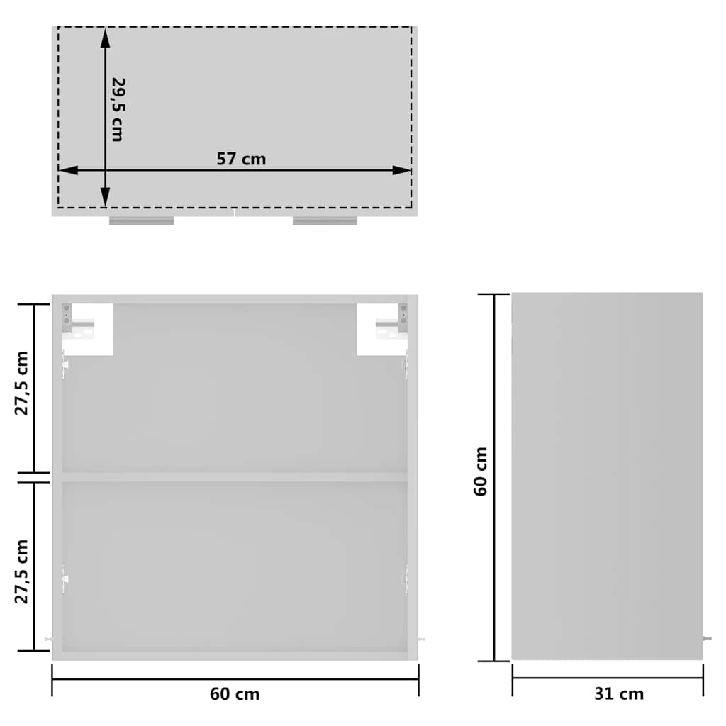Hanging Glass Cabinet Lyon White 60x31x60 cm Engineered Wood
