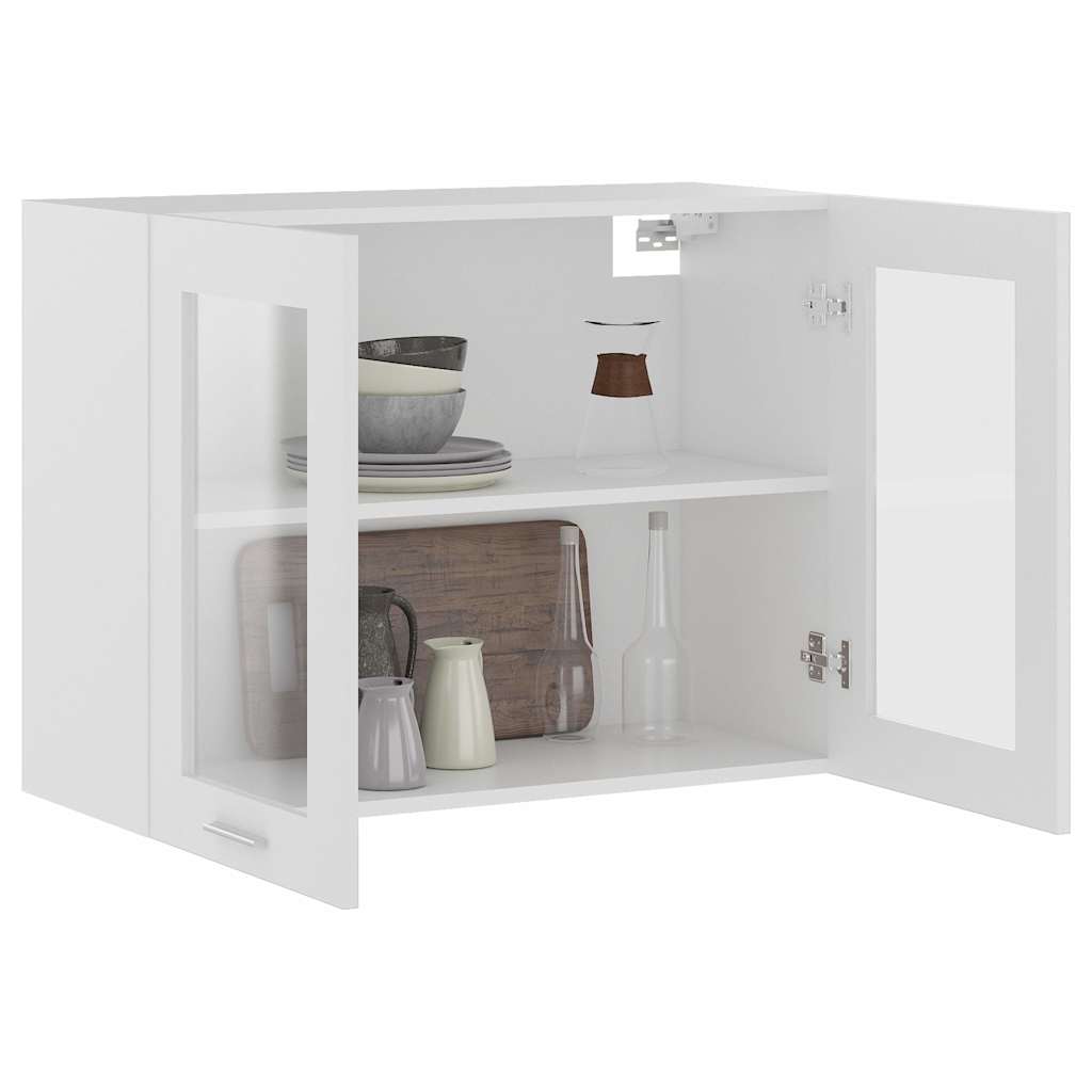 Hanging Glass Cabinet Lyon White 80x31x60 cm Engineered Wood