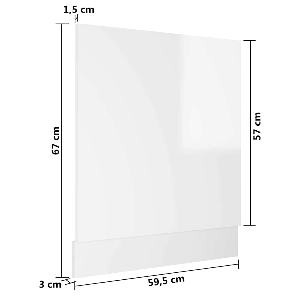 Dishwasher Panel Lyon High Gloss White 59.5x3x67 cm Engineered Wood