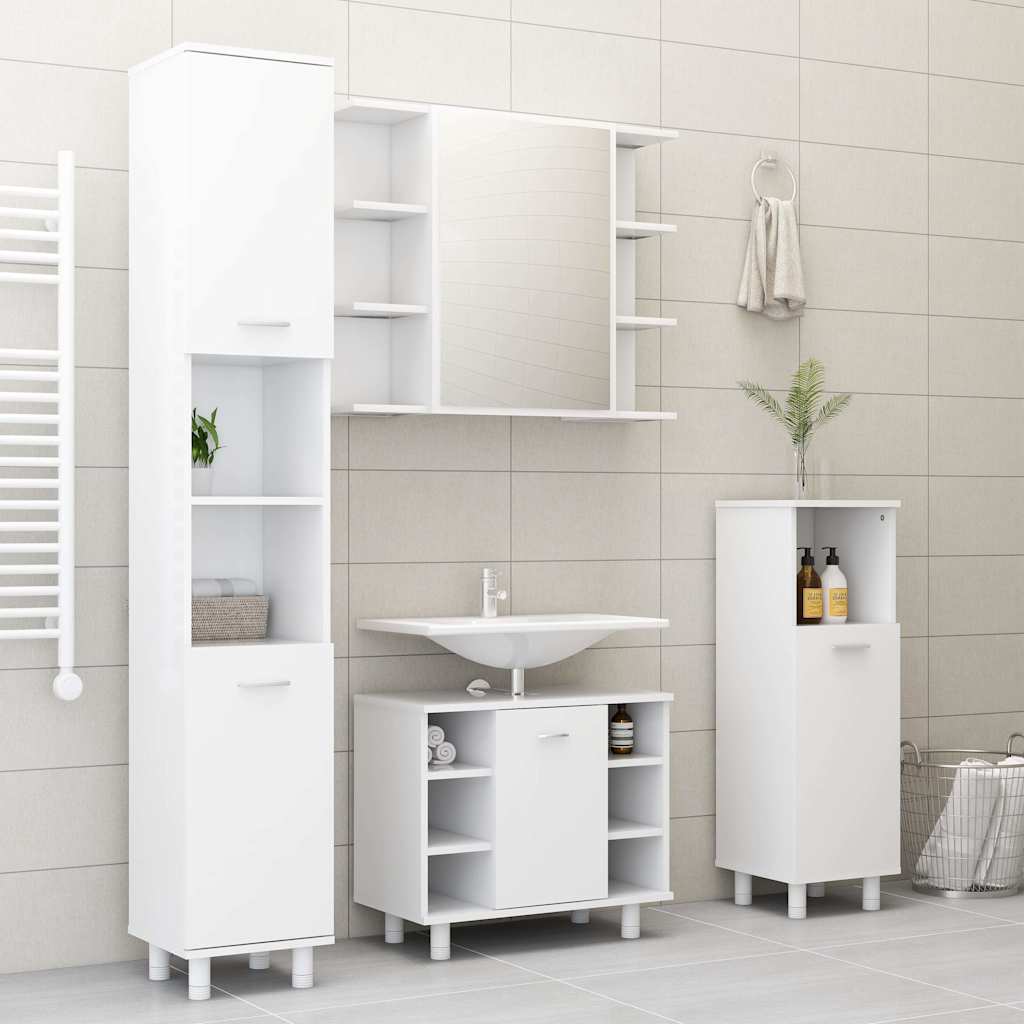Bathroom Cabinet White 30x30x95 cm Engineered Wood