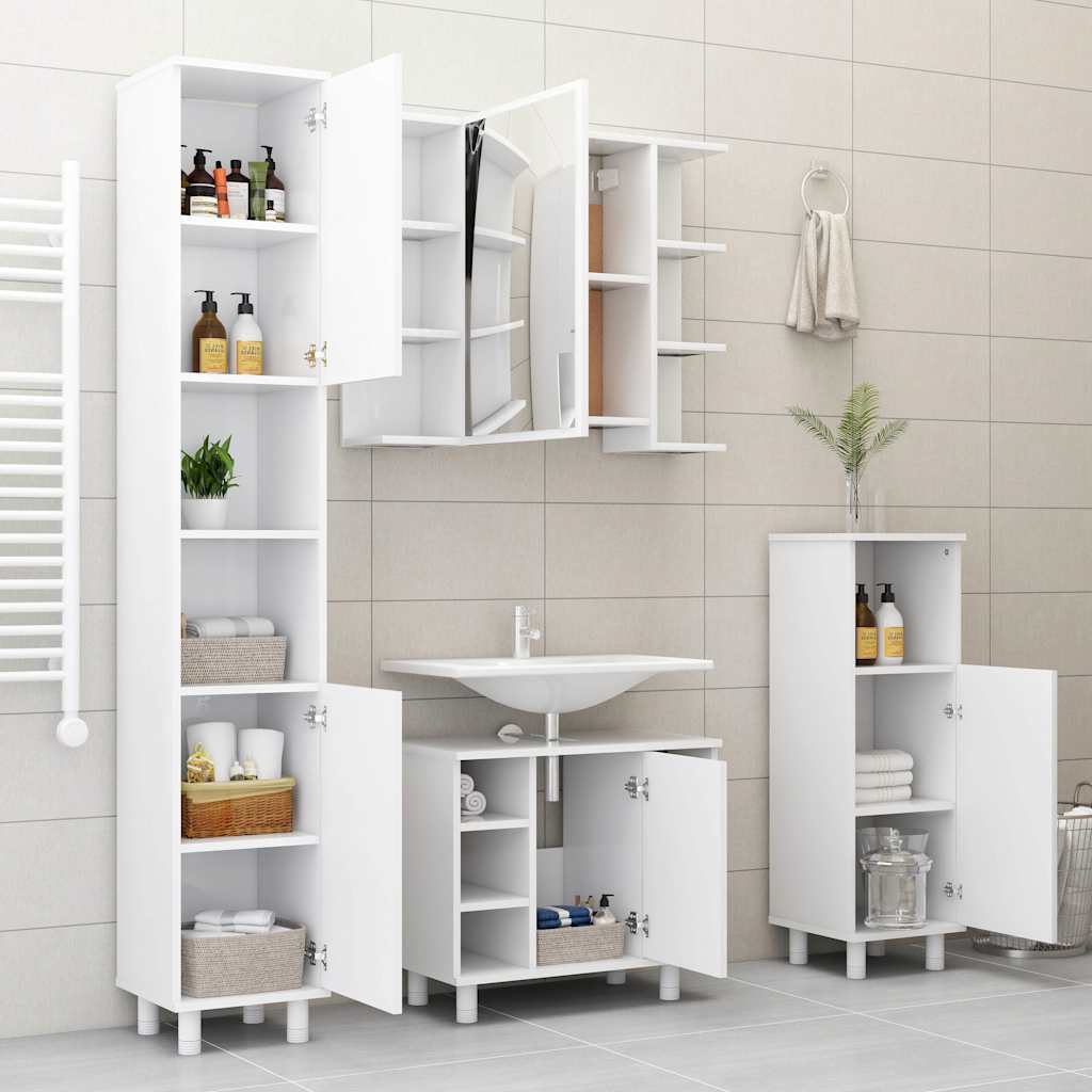 Bathroom Cabinet White 30x30x95 cm Engineered Wood