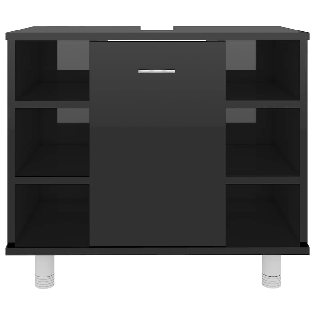 Bathroom Cabinet High Gloss Black 60x32x53.5 cm Engineered Wood
