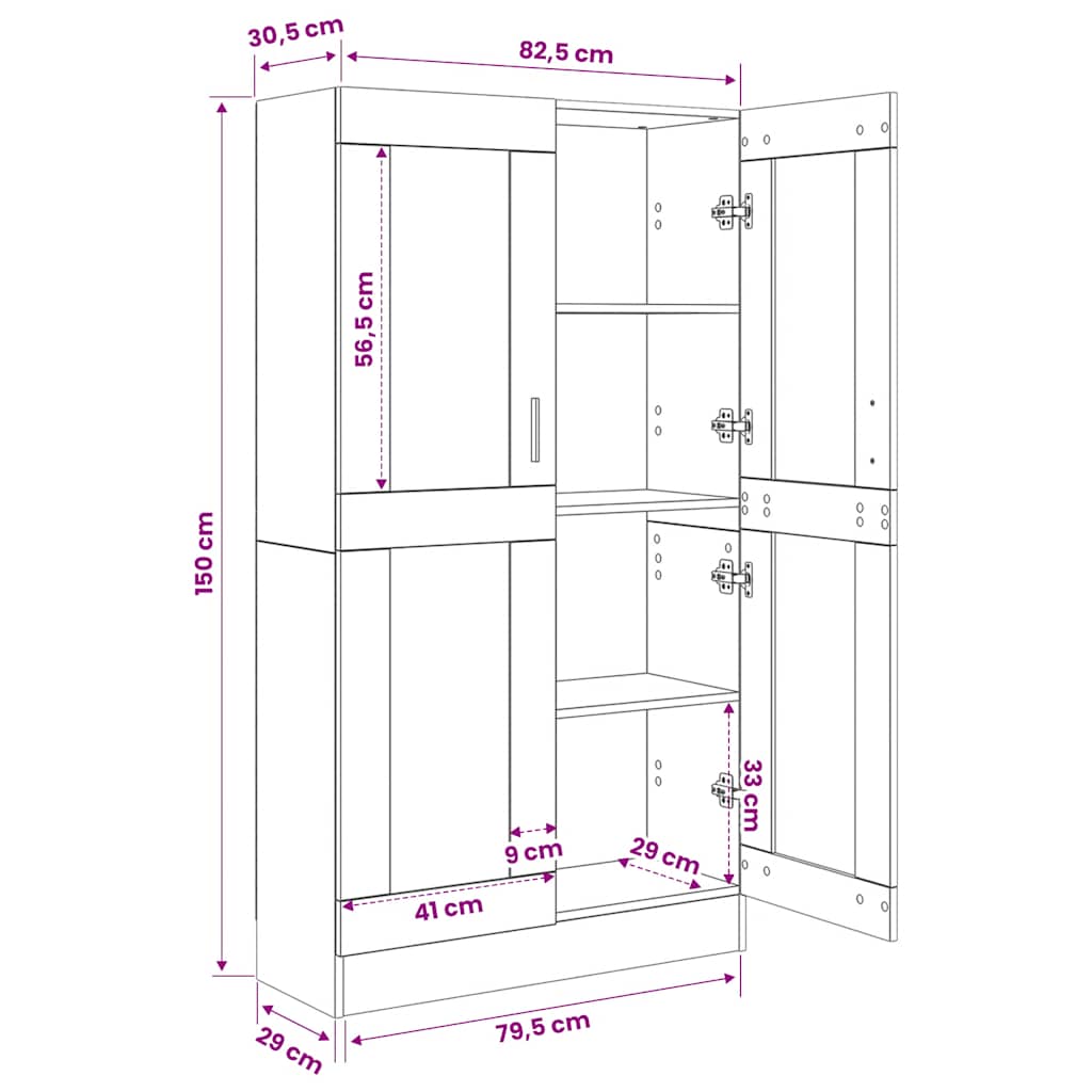 Book Cabinet White 82.5x30.5x150 cm Engineered Wood
