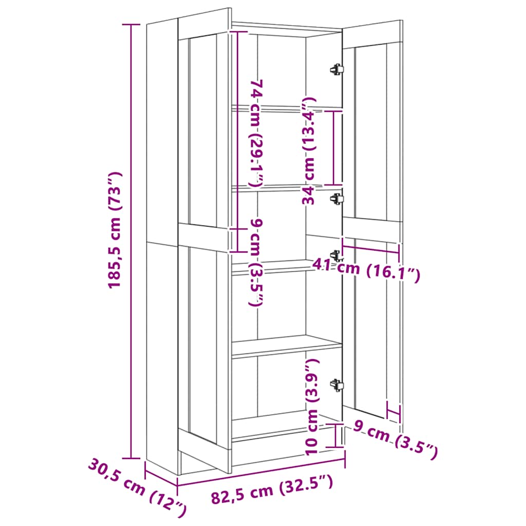 Book Cabinet Black 82.5x30.5x185.5 cm Engineered Wood