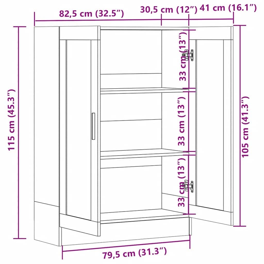 Vitrine Cabinet White 82.5x30.5x115 cm Engineered Wood