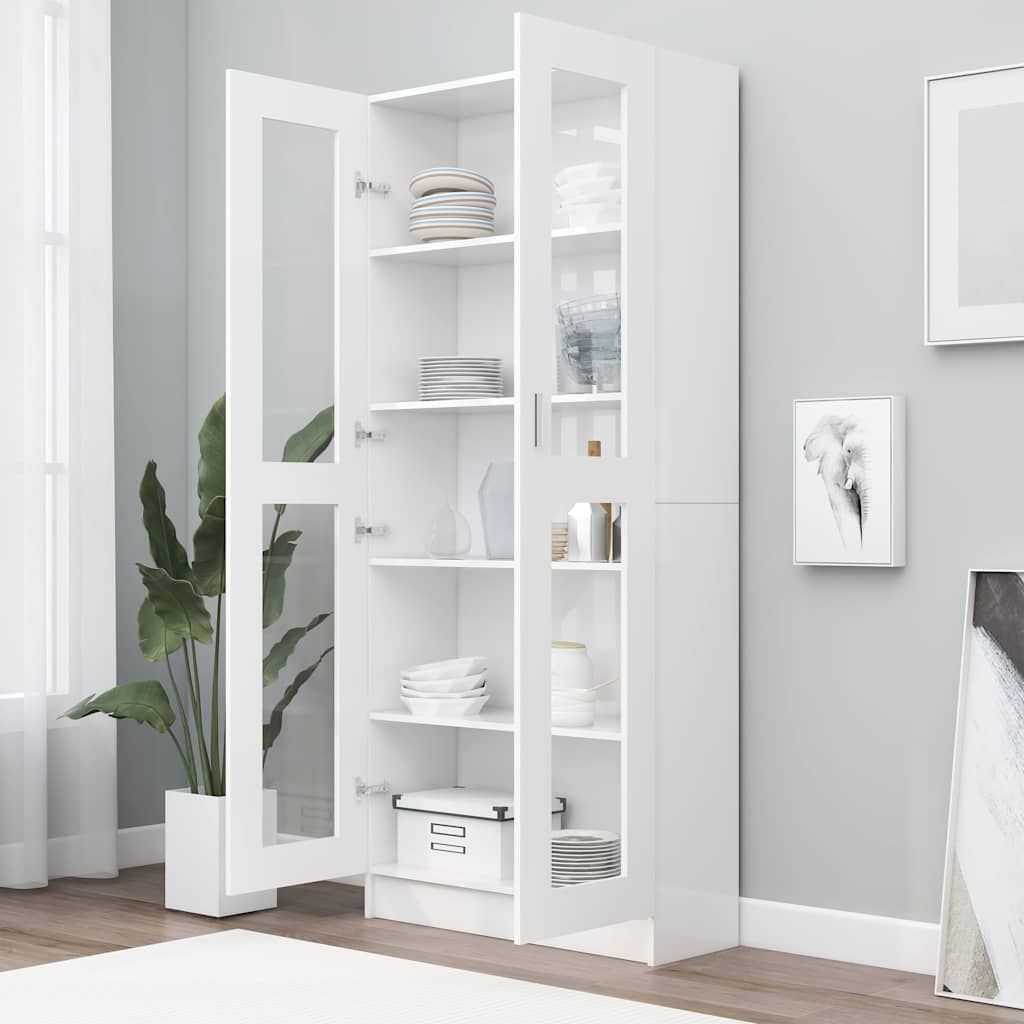Vitrine Cabinet White 82.5x30.5x185 cm Engineered Wood