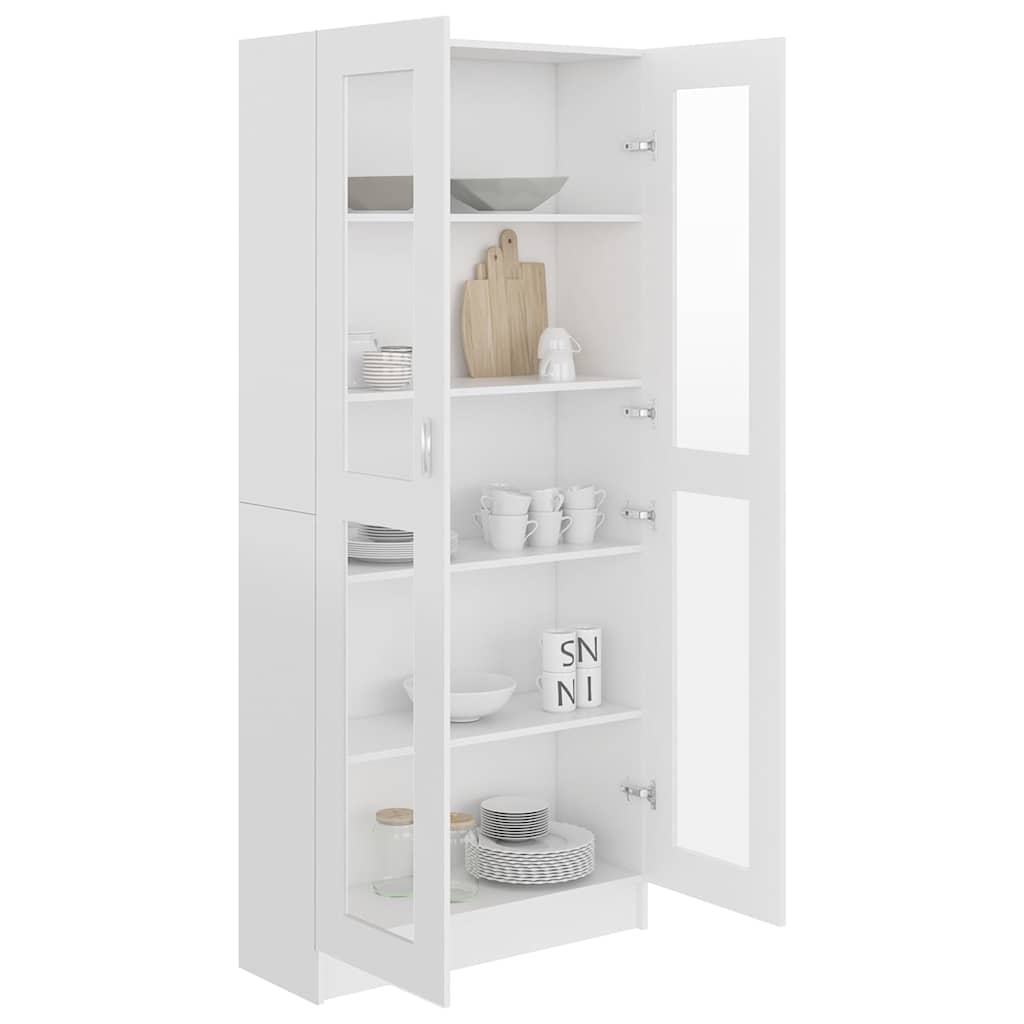 Vitrine Cabinet White 82.5x30.5x185 cm Engineered Wood